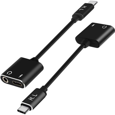 Adaptateur de charge USB Type-C vers USB-C et prise audio femelle 3,5 mm compatible (1/5)