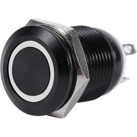 Interrupteur à bascule LED 12 mm avec voyant, bouton poussoir momentané noir, boîtier en plastique résistant, 2 A (1/5)