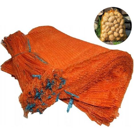 Lot de 20 sacs filet 50 x 80 cm avec cordon de serrage, sacs de rangement pour bois de chauffage, pommes de terre et petit bois, jaune
