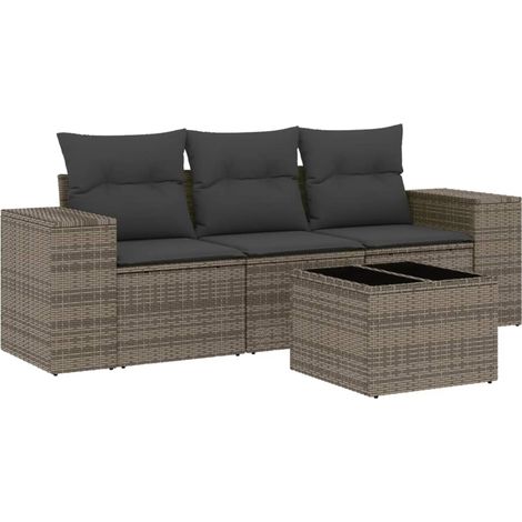 Maison Exclusive - 4-tlg. Garten-Sofagarnitur mit Kissen Grau Pol