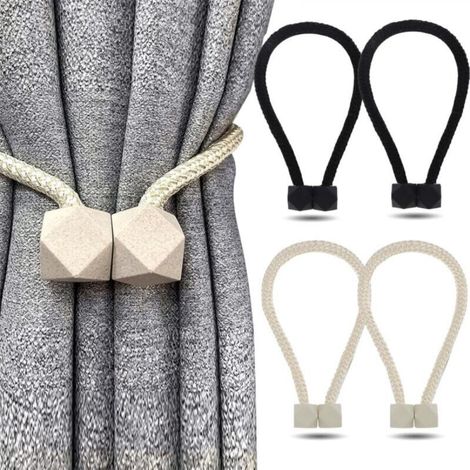 Set mit 4 magnetischen Gardinenhaltern, Gardinenschlaufen, für Zuhause, Büro, Restaurant (2 Farben)