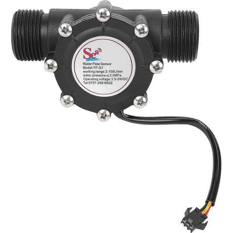 capteur de débit d'eau DN25 DC3,5-24 V 1 pouce 2-100 L/min, débitmètre à effet Hall pour pompe à chaleur et chauffe-eau. (1/5)
