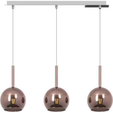 Lampadario Rettangolare Contemp Future Metallo Cromo Vetro Rame 3 Luci E27 (1/3)