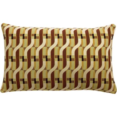 Coussin d'extérieur Déperlant Tissage Jacquard Motif Graphique Mocha 40 x 65 cm - PANGIVO