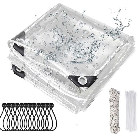 1 Bâche PVC 420g Oeillets Renforcés Imperméable UV Protection Meubles Jardin