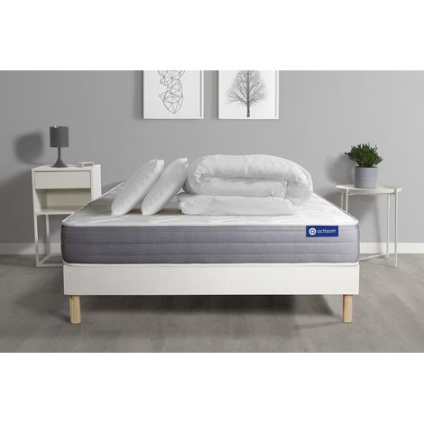 Ensemble matelas sommier Actimemo dream 160 x 200 cm 2 oreillers et couette Mémoire de forme - Couleur : Blanc (1/5)