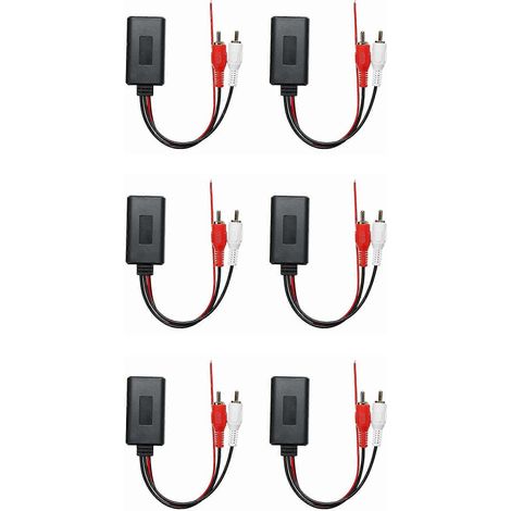 Adaptateur audio Bluetooth sans fil pour voiture (6 pièces) avec câble RCA AUX et interface universelle 2 RCA (5-12 V). (1/5)