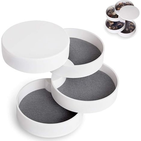 MINKUROW Portagioie, Portagioielli Portagioielli Vassoi Portagioielli Da Donna Portagioie Girevole A 4 Livelli Per Anelli Collana Orecchini Regalo Di Compleanno Ragazze Donne Bianco (1/5)