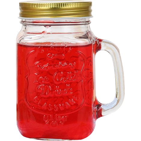Verre À Boisson - 500 ml - En Verre Trempé Avec Poignée Et Couvercle Étanche - Pour Eau Glacée Jus Lait Thé Yaourt - Unité (1/5)