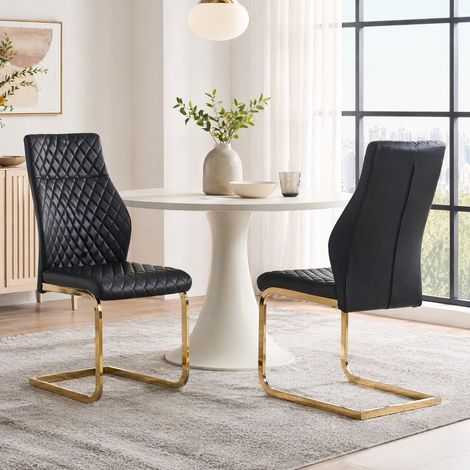 MEUBLIV Esszimmerstuhl 63x43x100 cm Schwarz und Gold – hohe Rückenlehne, 2er-Set (1/5)