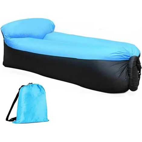 Divano gonfiabile impermeabile con custodia per il trasporto, ideale per viaggi, campeggio, escursioni, feste in piscina e in spiaggia (blu) (1/4)