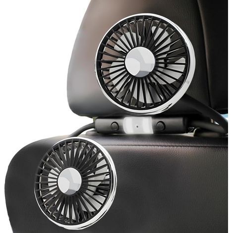Ventilateur de voiture, ventilateur double tête, passager arrière, ventilateur de refroidissement à 3 vitesses avec rotation à 360 degrés, compatible avec voitures, camions et SUV (1/5)
