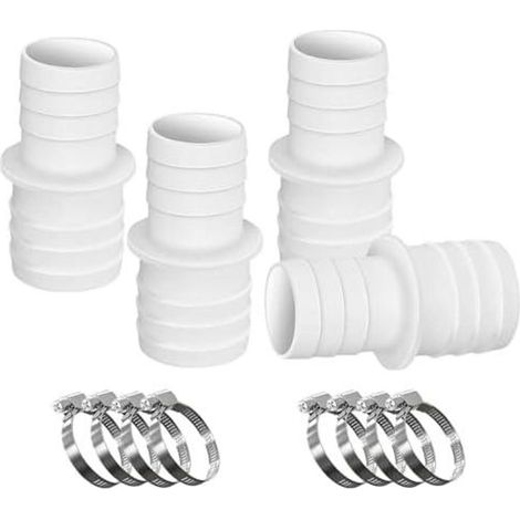 Set de 4 raccords de tuyau piscine, diamètre 32 à 38 mm, 8 colliers, adaptateur tuyau piscine, réducteur pour piscine et jardin (1/5)