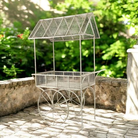 174cm Flower Cart - Metal - L66 X W109 X H174 cm - Cream