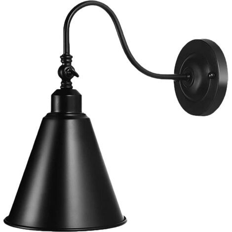 Lampe murale frontale miroir, noir, lampe murale frontale pivotante en fer forgé avec ampoule (1/5)