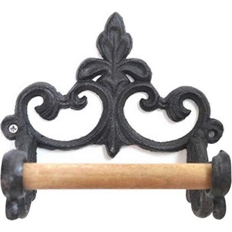 Porte-Rouleau Papier Toilette - Fonte Peinte Noir - Fixation Murale - Pour Salle De Bain - 1 Pièce (1/5)