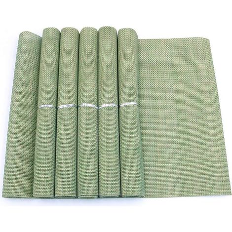 Set mit 6 PVC-Tischsets, 45,7 x 30,5 cm (18 x 12 Zoll), abwaschbar, rutschfest, reißfest, hitzebeständig, grün