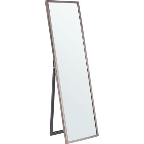 Miroir sur Pied Cadre de Forme Rectangulaire en Synthétique Argenté 140 x 40 cm pour Chambre ou Cabine d'Essayage Beliani (1/5)