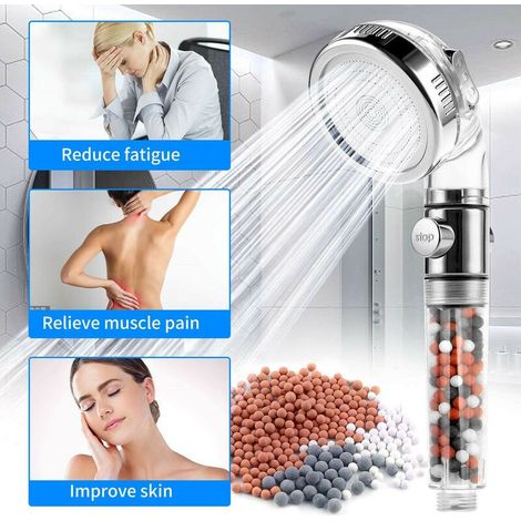 Pommeau de douche haute pression 3 modes – Système de filtration 3 couches – Adoucissement eau dure – Compatible kits standards – Dontodent (1/5)
