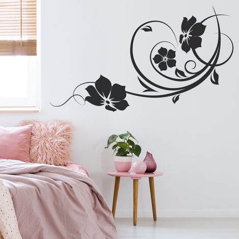 Sticker Mural - Fleurs - 17x38 cm - Noir (1/3)
