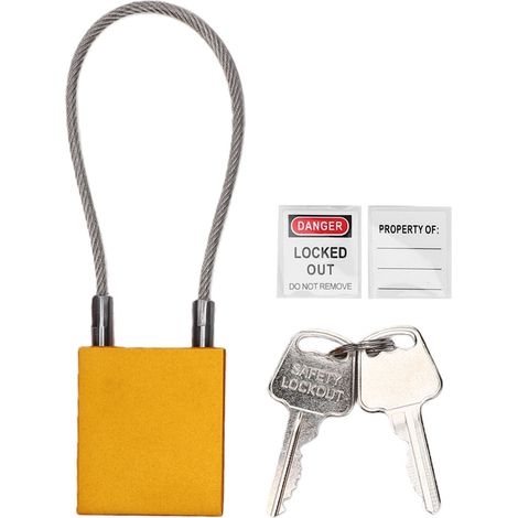 Lucchetto di sicurezza in cavo d'acciaio con 2 chiavi, archetto da 85 mm, etichetta e dispositivo di blocco in lega di alluminio per la manutenzione di apparecchiature di isolamento industriale, color (1/5)