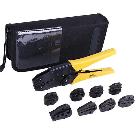 « Kit de pinces à sertir à cliquet ergonomiques HS-03BC en acier à haute teneur en carbone avec 8 matrices, 0,5-6 mm² » (1/5)