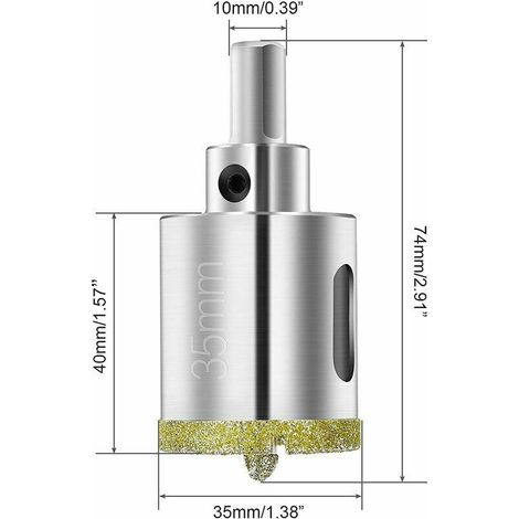 Scie Cloche Diamant 35 mm,Foret Diamant avec Foret Guidage Central, Scie Cloche Carrelage avec Revêtement de Surface en Diamant pour Coupe de Verre, Carrelage, Céramique, Marbre, Calcaire (1/3)
