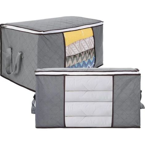 Sac de Rangement pour Vetement, 2PCS 90L Sac de Rangement pour Couette Pliables, Sous Lit avec Poignée Renforcée 60x43x35CM (1/5)