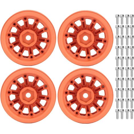 Jantes 9 pouces RC Beadlock pour Axial SCX10 et Traxxas 1/10 RC Crawler Cars Orange (1/5)