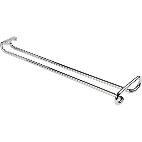 Support porte-verres à pied suspendu sous armoire/étagère, 41cm long en acier chromé 1 Chromé (1/5)