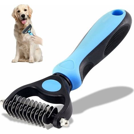 Cepillo para perros, peine para subpelo, cepillo para perros de pelo largo, peine para mascotas, cepillo profesional para el pelo de perros, ideal para desenredar y eliminar el pelo suelto de perros y (1/5)