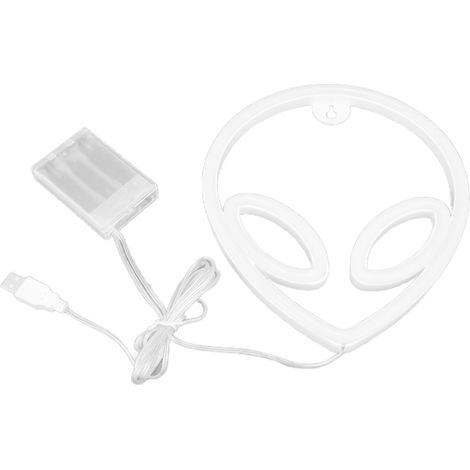 Pancarte lumineuse néon extraterrestre, yeux bleus + visage rose, alimentation par batterie ou USB, veilleuse LED pour chambre, salon, bar, fête, Noël, anniversaire, mariage (sans piles) (1/5)