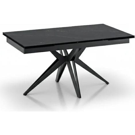 Tavolo da pranzo allungabile in ceramica effetto marmo Caesar - Nero (1/5)