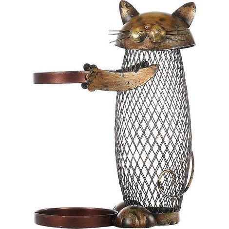 Porte-bouteilles chaton rouge, tirelire, décoration intérieure, porte-bouteilles en fer forgé, artisanat, cadeau de Noël, porte-bouteilles animal (1/5)