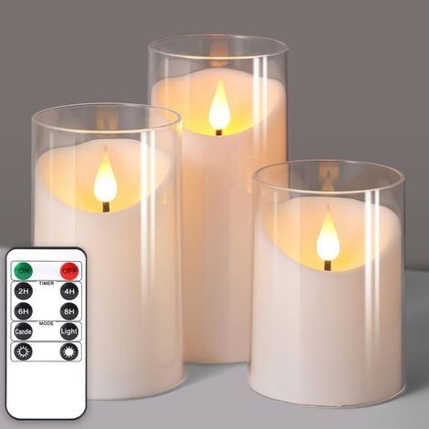 Set mit 3 batteriebetriebenen 3D-LED-Säulenkerzen, künstliche Kerzen (1/5)