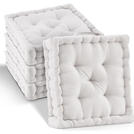 Lot de 4 coussins de sol Coussin d'assise Mila, 50x50cm, naturel