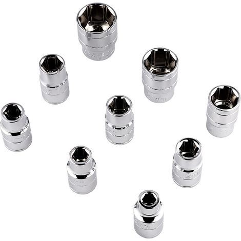 Jeu de 10 clés de voiture, barre de pliage de 1 1/2", clés à douille de 9 1/2" : 8 mm, 10 mm, 11 mm, 12 mm, 13 mm, 14 mm, 17 mm, 21 mm, 24 mm. Convient pour l'entretien des voitures, des appareils mén (1/5)