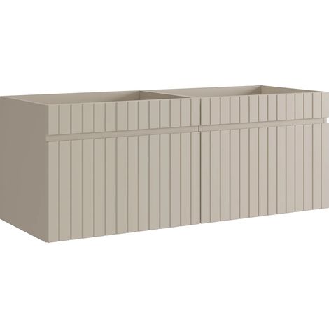 Meuble sous vasque suspendu strié beige - 120 cm - SATARA (1/4)