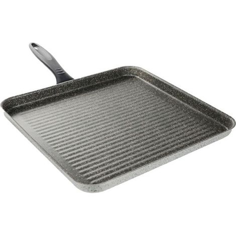 Chaise Carrée 31,5 Cm Pierre Antiadhésive Résistante Aux Rayures Avec Poignée Noire 041064m