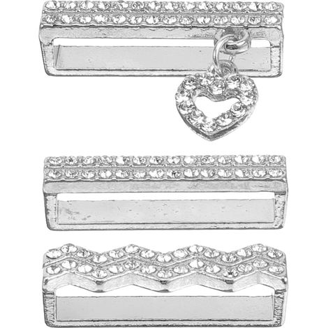 Breloques pour Bracelet de Montre en Métal Argenté Design Unique en Strass, Lot de 3 Pièces Décoratives Compatibles Bracelets Larges de Moins de 22mm (1/5)