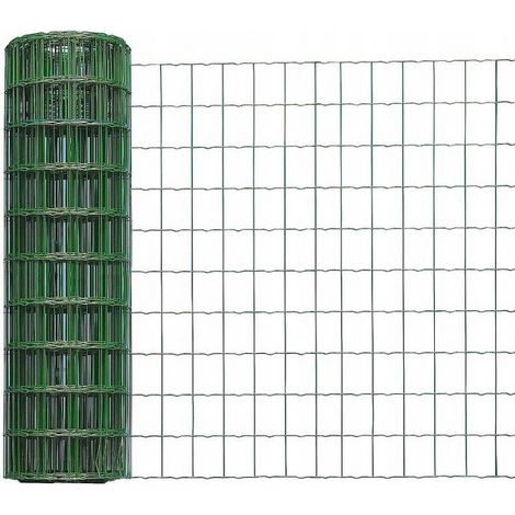 Malla de valla de PVC galvanizado soldado, verde, 0,5 x 5 m (1/2)