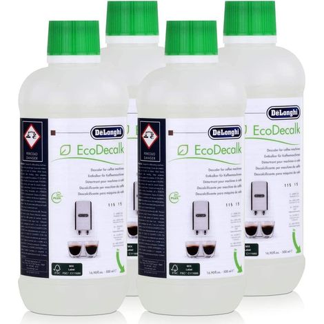 Juego de 4 botellas (3x500ml) Ecodecalk DeLonghi para cafetera 5513296041 (Juego de 4)