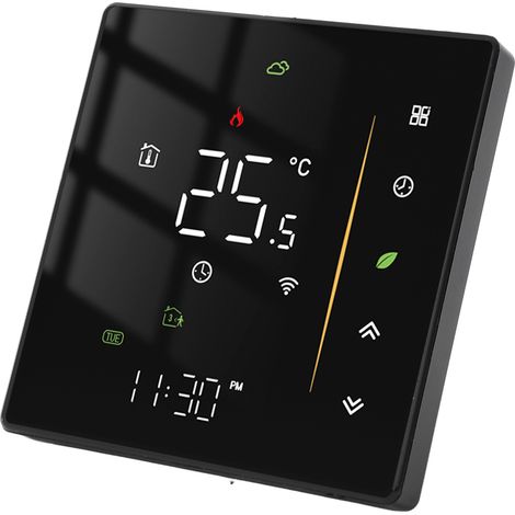 Thermostat WIFI Intelligent pour Chauffage Sol Programmable via Application Mobile 95‑240VAC Noir (1/5)