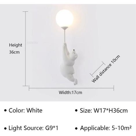 Applique murale LED moderne pour chambre d'enfant, salon, One-handed white bear (right hand) monochrome warm light/mcj (1/4)