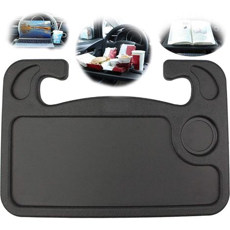 Mesa de conducción para coche, gancho para bandeja de comida para mesa de volante, accesorios esenciales para viajes en coche, bandeja de comida para coche, accesorios para ordenador portátil y coche.