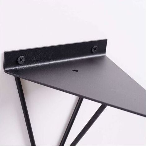 Lot de 2 équerres d'étagère triangulaires en fer noir – Support mural 40 kg – Dimensions compatibles 15-30 cm – Design moderne - 10cm- (1/5)