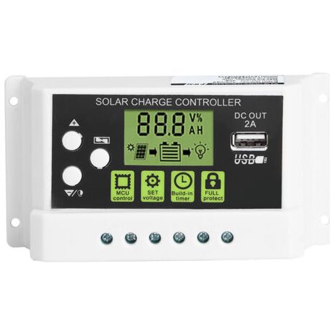 Régulateur de charge solaire intelligent PWM avec écran LCD et sortie USB 12V/24V 10A (KYZ-30A) (1/5)
