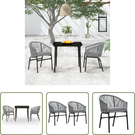 Salle à manger extérieure - Ensemble à manger de jardin 3 pcs Gris (1/5)