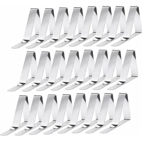 Juego de 24 clips para mantel de acero inoxidable: resorte de mesa para una sujeción eficaz (1/5)
