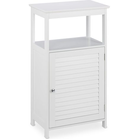 Mueble de baño compacto 4 espacios de almacenamiento diseño de lamas 60 x 30 x 70 cm en madera blanca 130010319 (1/5)